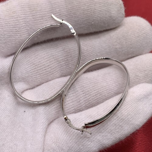 JCM Sterling Silver 1-5/8 x 1-1/8" 925 Hoop Earrings JACMEL MAURITIUS - Picture 19 of 22