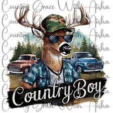 Sublimation Transfer Deer Country Boy Ready To Press Heat Transfer