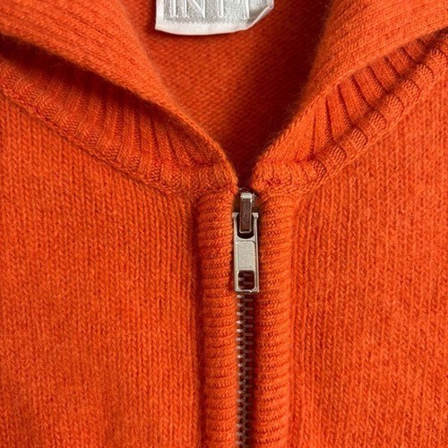 Moda International Orange Lambswool Angora Collared Zip Up Sweater Jacket Large - Picture 6 of 7