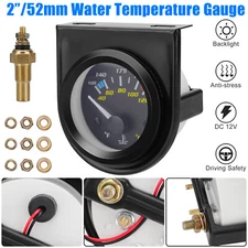 2'' 52mm Mechanical Black Pointer Water Temp Temperature Gauge + Sensor ℃ & ℉