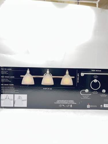 GLOBE ELECTRIC Estorial Vanity w/ Frosted Glass Shades Bath Set 3-Light 5-Piece - Picture 3 of 5