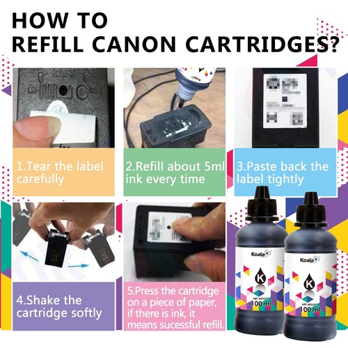 6PK Koala Refill Ink for Canon PG-275 PG-245 CL-246 CL-276 245XL PGI-270 CLI-271 - Picture 4 of 10