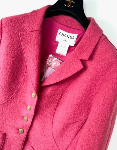 Chanel Vintage 1999 Barbie Pink Tweed Jacket 34 36 38 2 4 6 Coat CC Logo Vtg S M - Bild 16 von 18