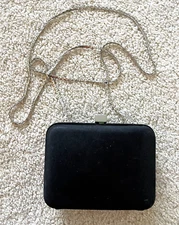 Enzo Angiolini Mini Black Nylon Crossbody Bag Evening Shoulder Clutch Chain Prom