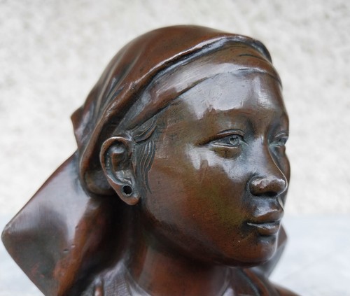 Buste Bronze 1940 Femme Hmong signé Dvcam Tonkin Vietnam Indochine Ecole Hanoi - Picture 11 of 14