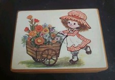 Holly Hobbie Style Girls' First Wooden Jewelrt Box 70's Flower Girl Pink Velvet