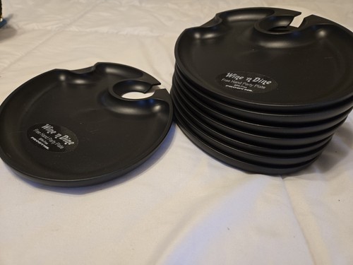8 Prodyne Polypropylene "Wine N Dine" Plates Black Quality Party Supply Cocktail - Picture 2 of 5