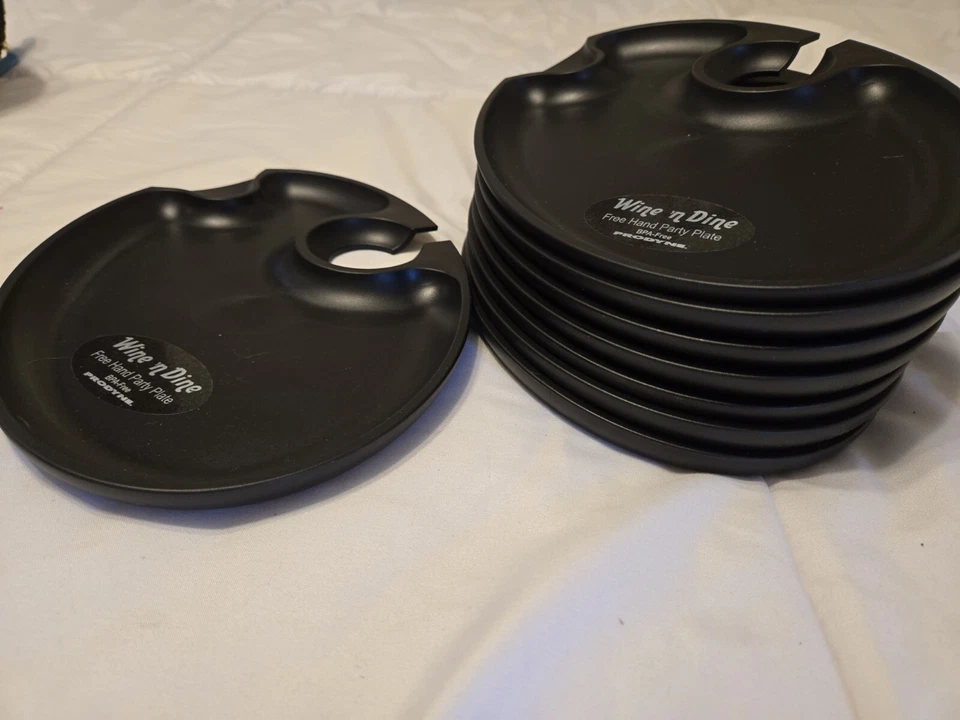 8 Prodyne полипропилен "Wine N Dine" тарелки черный качество вечеринки поставки коктейль - Изображение 2 из 4