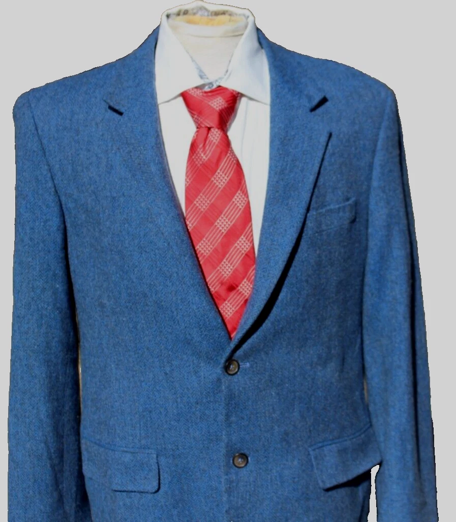 MICHAEL KORS Blazer Uomo 40R LANA e Mohair Cappotto Sportivo Due Bottoni Blu Medio