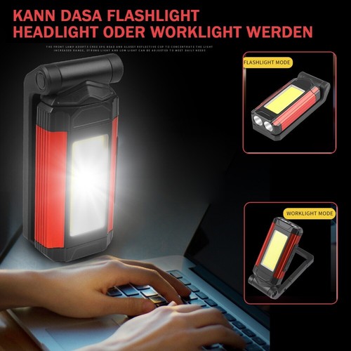 COB LED KFZ Arbeitsleuchte Werkstattlampe Akku Handlampe Taschenlampe mit Magnet - Bild 16 von 24