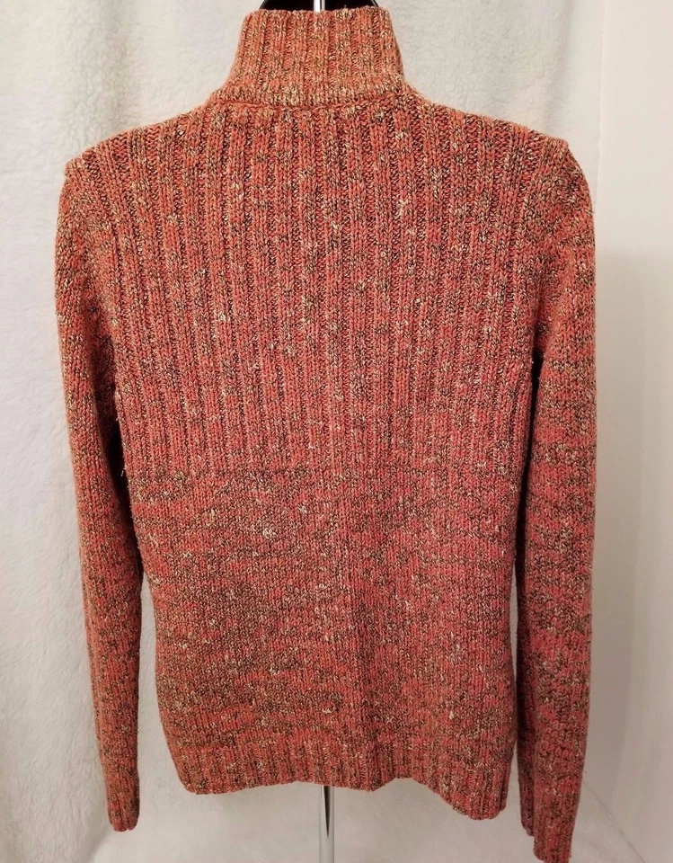 Camisa Suéter Top Blusa Liz & Co Mujer Talla M Mediana Naranja Blanco Marrón Foto 3 de 3