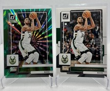 2022-23 Donruss Giannis Antetokounmpo Holo Green Laser #53 Bucks + Base Card