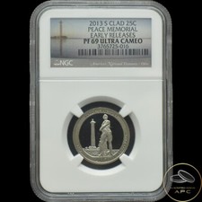2013 S NGC PF69 Clad Peace Memorial Early Release Quarter Ultra Cameo