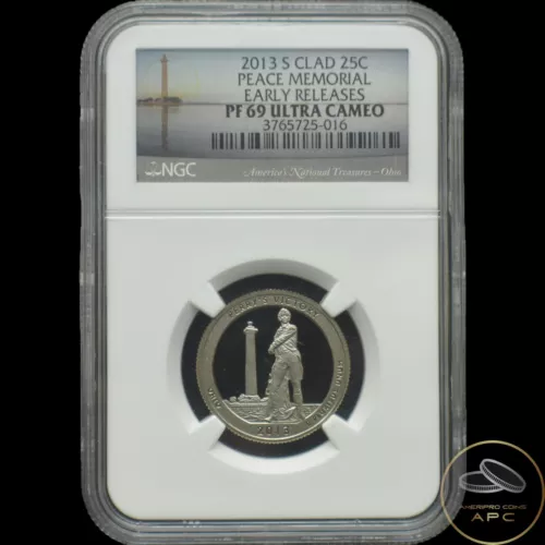 2013 S NGC PF69 Clad Peace Memorial Early Release Quarter Ultra Cameo