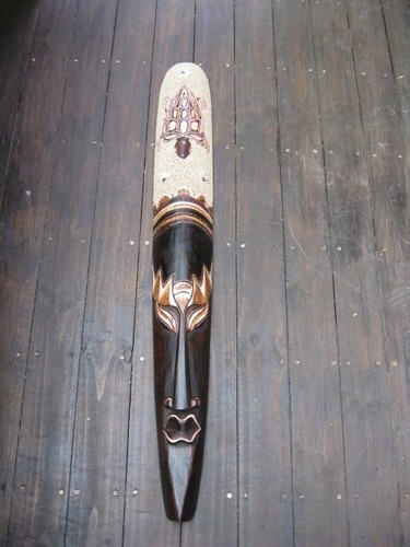 Bali Tribal Wall Mask x 100cm - wood, sand & shell with turtle design - Picture 1 of 12