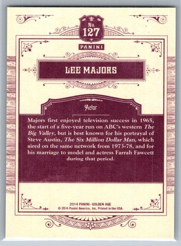 2014 PANINI GOLDEN AGE 127 LEE MAJORS ACTOR - Picture 2 of 2