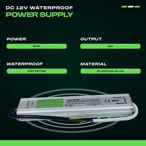 DC 12 V wasserdicht IP67 LED Treiber Netzteil Transformator 10 W-60 W UK Lager - Bild 40 von 46