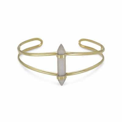 Gray Moonstone Spike Cuff Bracelet Gold-plated Sterling Silver Gray Moonstone Spike Cuff Bracelet Gold-plated Sterling Silver