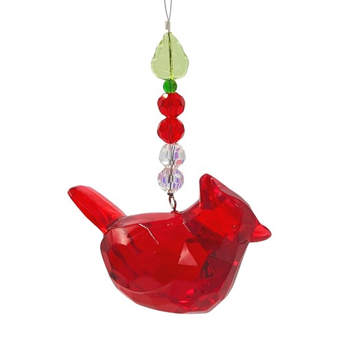 Set of 6 Cardinal Christmas Ornaments Sparkling Red Holiday Hanging Decorations - Picture 4 of 8