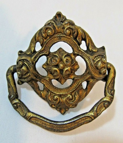 Set of 6 Antique Victorian Drawer Pulls Ornate Brass 2-1/2" w/ Screws NICE! - Picture 9 of 12
