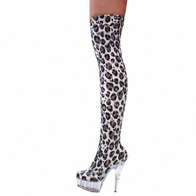 Para mujeres Moderno Sexy Estampado De Leopardo Fiesta Club nocturno Sobre Stiletto Sobre nocturno la Rodilla botas Dance 2b322b Para mujeres Moderno Sexy Estampado De Leopardo Fiesta Club nocturno Sobre Stiletto Sobre nocturno la Rodilla botas Dance 2b322b