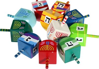 Holz-Dreidel Set | 10 Stück | Chanukka-Spielzeug & Deko | 1,9x1,9x4,2 Cm | Für Partys, Basteln, Geschenke
