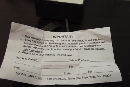 Infinity Quartz Men’s Watch – White Dial, Nylon Band, Box & Papers, Works! - Picture 6 of 7