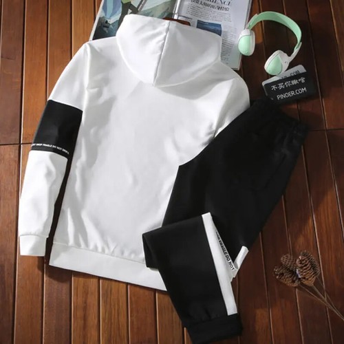 Conjunto de dos piezas de chándal deportivo con capucha para hombre chaqueta sudadera + pantalones conjunto con capucha traje - Imagen 10 de 26