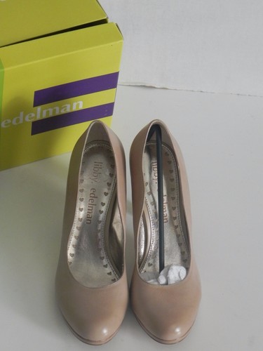 Libby Edelman Noelle Sand Beige Tan Burn Leather Heels Pumps 10 - Picture 3 of 6