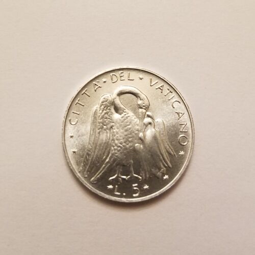 1975 Vatican 5 lire, 13'th year of Pope Paul VI, nice UNC from mint set, KM-118 - Picture 3 of 6