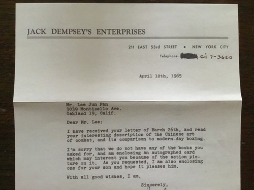 BRUCE LEE SIGNED LETTER & POSTCARD FROM BOXING LEGEND JACK DEMPSEY *Reproduction - Picture 7 of 13
