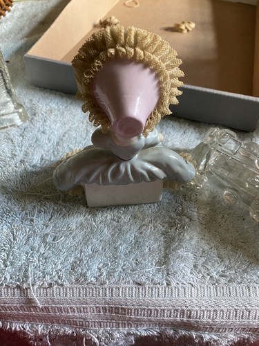 rare Ardolt Japan young girl, LENWILE China with Dresden lace, Blue Dress Figuri - Picture 2 of 3