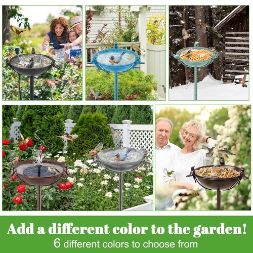 58In Garden Metal Bird Bath Bowl Outdoor, Freestanding Birdbaths Feeder with ... - Picture 5 of 8