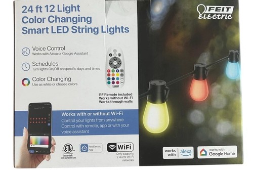 Feit Electric Smart LED String 12 Lights Color Changing - Multicolored 24ft - Picture 2 of 4