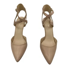 Nine West Womens Nude Leather Pointed Toe Ankle Strap Heels Size 10M
