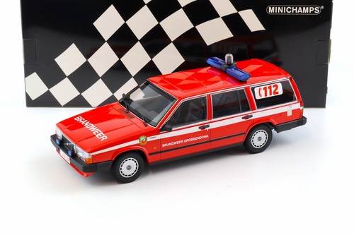 1:18 Minichamps Volvo 740 GL Break 1986 Brandweer Grobbendonk Feuerwehr red - Bild 1 von 4