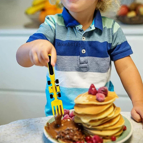 3pcs Set Knife Fork Spoon Car Bulldozer Excavator Shovel Plate Tableware. - Bild 6 von 24