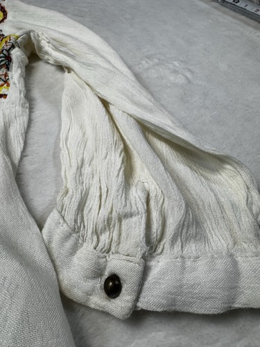 LaraEthnics Embroidered Boho Cottagecore Peasant Top Ivory S/M Artisan Chic - Picture 11 of 12