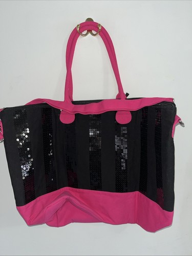 VICTORIA'S SECRET limited edtion BLACK FRIDAY 2013 black w sequins WEEKENDER BAG - Picture 2 of 5