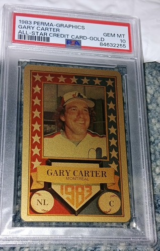 1983 PERMA-GRAPHICS ALL-STAR CREDIT CARDS GOLD ~ GARY CARTER HOF POP 8 PSA 10 - Picture 1 of 2