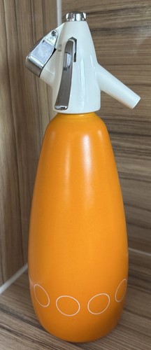 Vintage BOC soda syphon 1960's/70 Perfect Display Order Orange White Circles