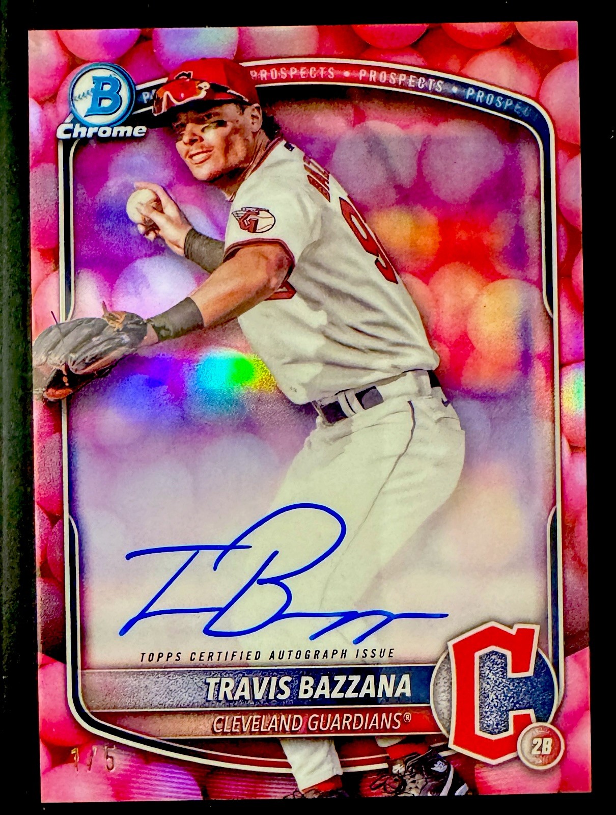 2025 Bowman Chrome Prospect Autographs Travis Bazzana #CPA-TB Bubble Gum Auto /5