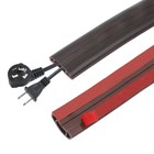 10FT Floor Cord Cover, 0.43" W x 0.28" H Cord Hider, Dark Walnut