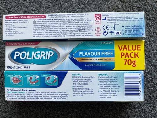 3 x Poligrip Flavour Free 70g Denture Fixative Cream UK SELLER FREE SHIPPING - Bild 4 von 5