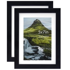 Picture Frames 5x7 Black Photo Frames Display 4x6 Pictures with Mat for Desk ...