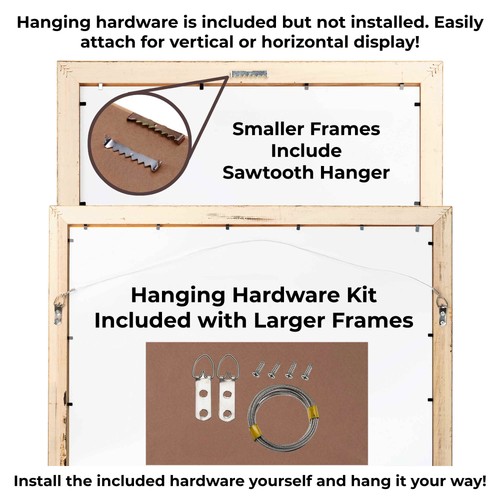 18x22 Honey Brown Real Wood Picture Frame Width 0.75 inches | Interior Frame Dep - Imagen 7 de 9