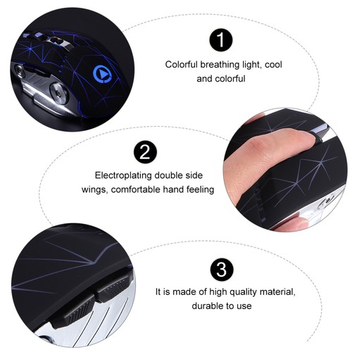 USB- verdrahtete LED Gaming Anti-Sweat Stille Licht USB- - Bild 2 von 12