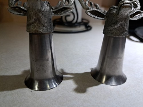 Set of Deer Jagermeister Shot glasses buck stag pewter stainless steel - Picture 3 of 3