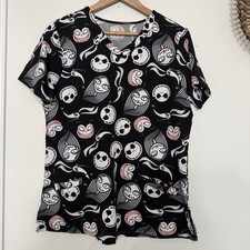 Nightmare Before Christmas AOP Women's Medical Scrub Top Size M All Over Print