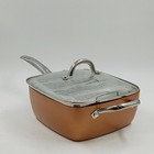 Copper Chef Deep Square Pan 9.5" Vent Lid 2 Handles and Frying Basket NOS